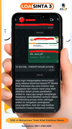 Testimoni chat klien Kilat Publikasi, LOA Sinta 3