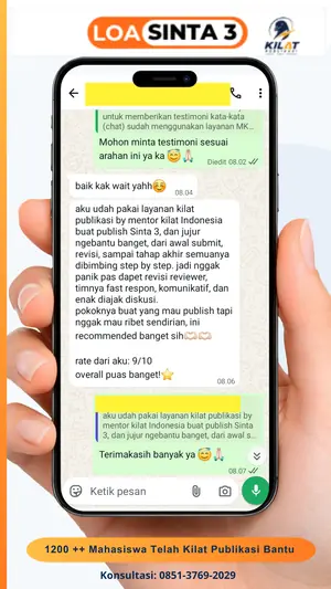 Testimoni chat klien Kilat Publikasi, LOA Sinta 3