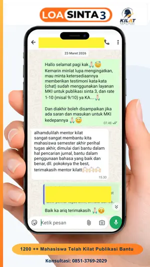 Testimoni chat klien Kilat Publikasi, LOA Sinta 3