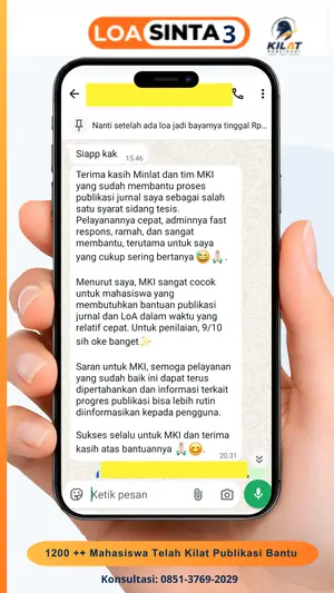 Testimoni chat klien Kilat Publikasi, LOA Sinta 3