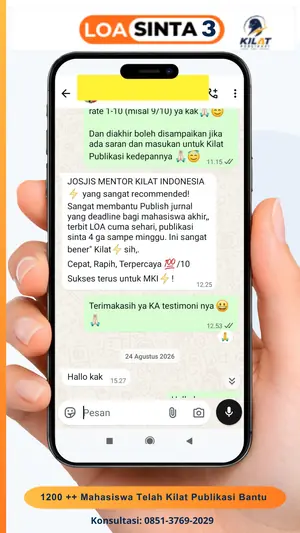Testimoni chat klien Kilat Publikasi, LOA Sinta 3